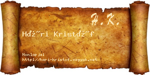 Hári Kristóf névjegykártya